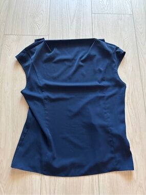 Navy Cap-Sleeve Blouse for Women - Elegant Everyday Top